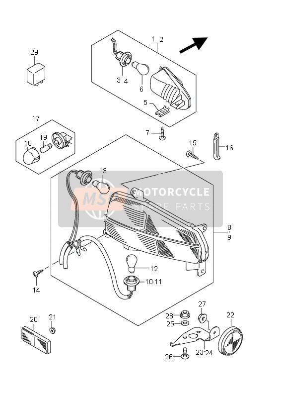 Suzuki AN650A BURGMAN EXECUTIVE 2010 Lampe combinée pour un 2010 Suzuki AN650A BURGMAN EXECUTIVE